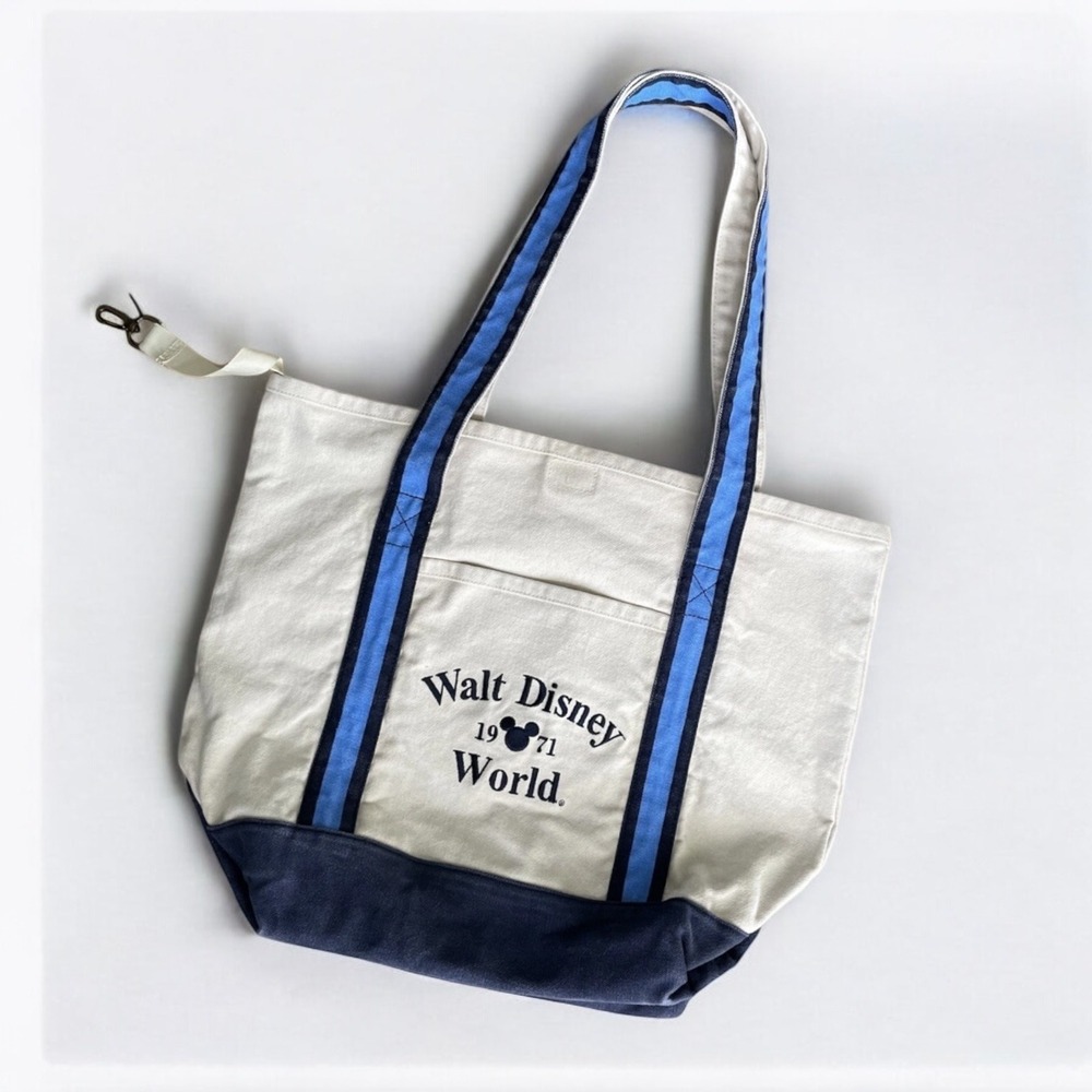 Walt Disney World 1971 Canvas Tote Bag Blue Stripe Mickey Mouse Classic
